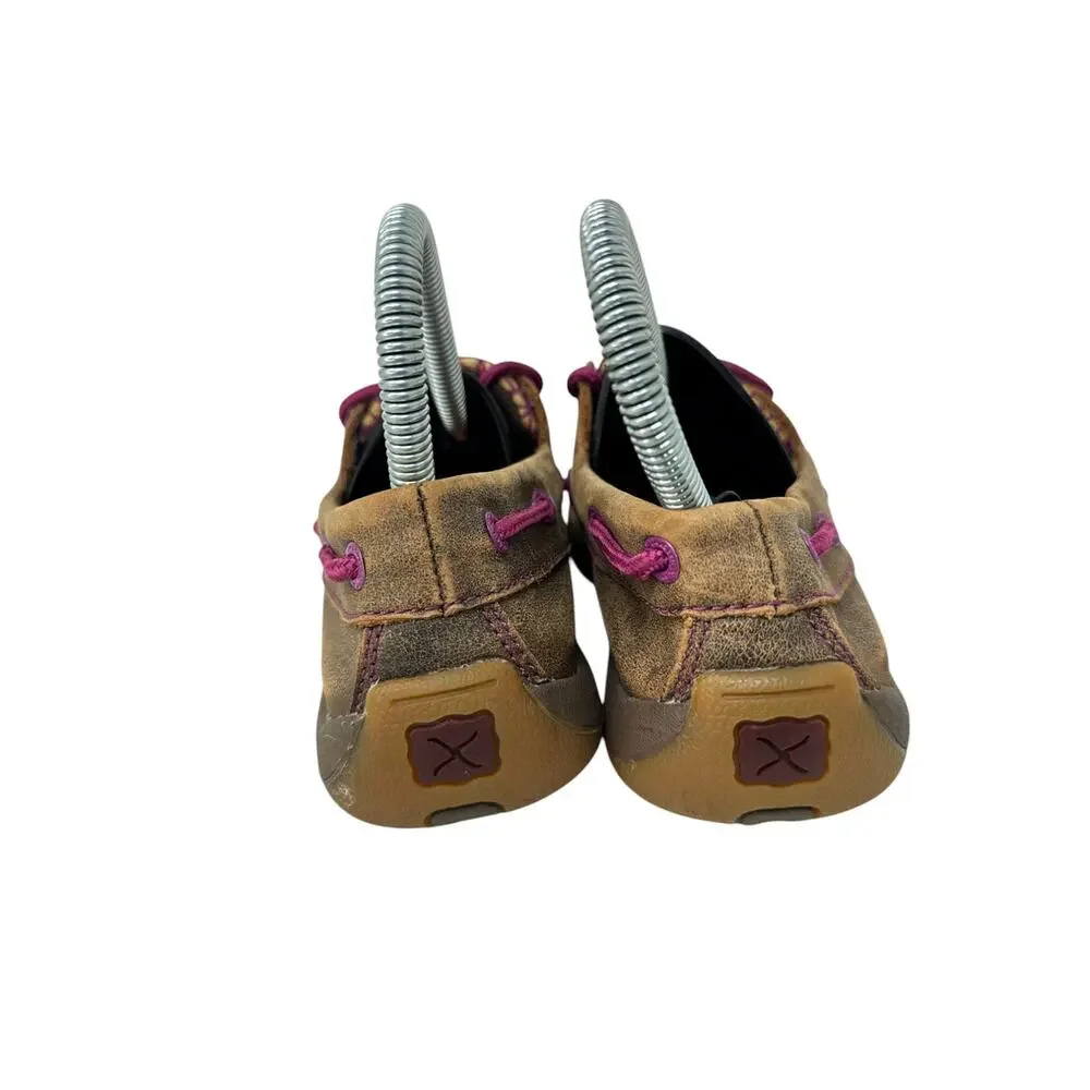 Twisted X Casual Boat‎ Shoes Womens Driving Mocs 5.5M Brown Leather WDM0066